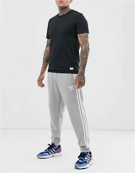 graue adidas jogginghose 3 streifen weiss 158|Fitnessbekleidung: Adidas Männer Jogginghose Grau 3.